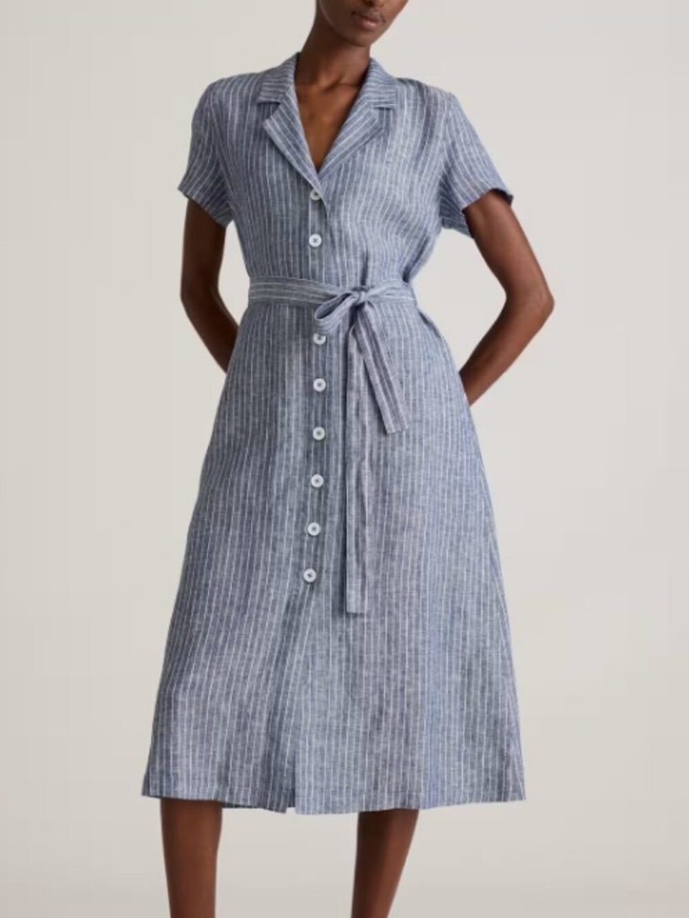 Quince-European Linen Button Front Dress